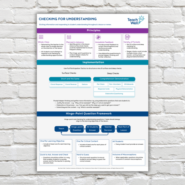 Checking for Understanding Poster